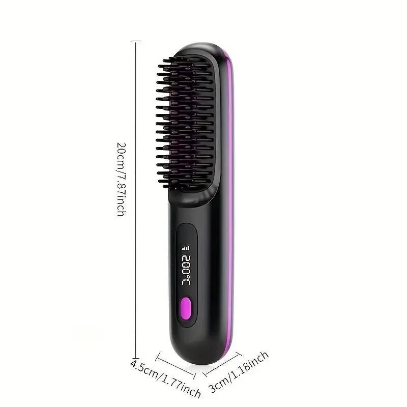 2026 Upgraded Straight Hair Comb, Portable Fashion Lazy Straightener, USB Rechargeable Flat Iron Clip, Wireless Straightening & Curling Comb