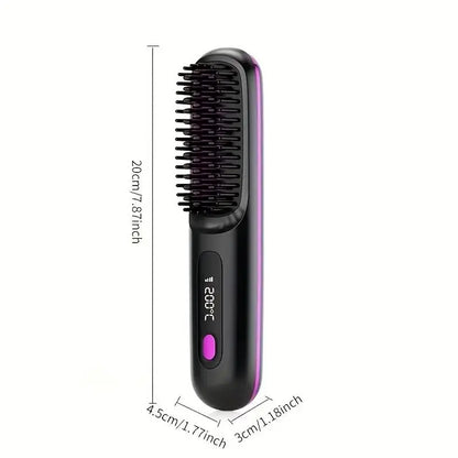 2026 Upgraded Straight Hair Comb, Portable Fashion Lazy Straightener, USB Rechargeable Flat Iron Clip, Wireless Straightening & Curling Comb