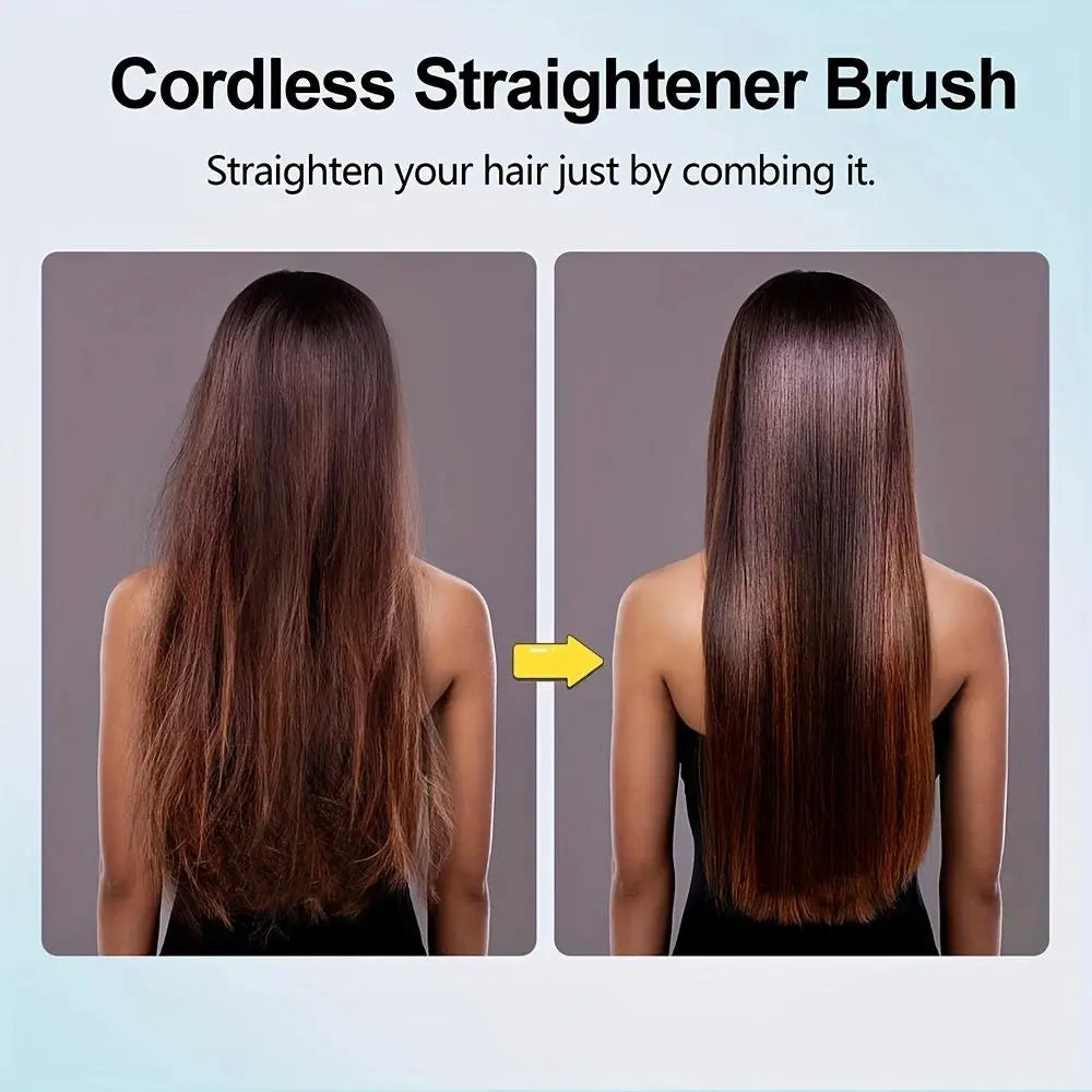 2026 Upgraded Straight Hair Comb, Portable Fashion Lazy Straightener, USB Rechargeable Flat Iron Clip, Wireless Straightening & Curling Comb